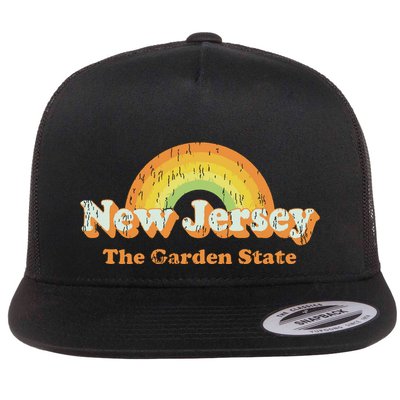 Retro New Jersey T Vintage 70s Nj Rainbow Design Flatbill Hat