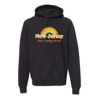 Retro New Jersey T Vintage 70s Nj Rainbow Design Premium Hoodie