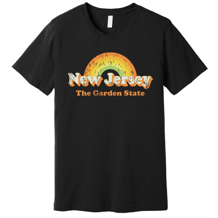 Retro New Jersey T Vintage 70s Nj Rainbow Design Premium T-Shirt