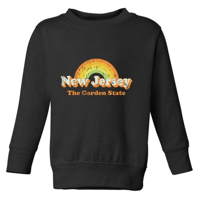 Retro New Jersey T Vintage 70s Nj Rainbow Design Toddler Sweatshirt