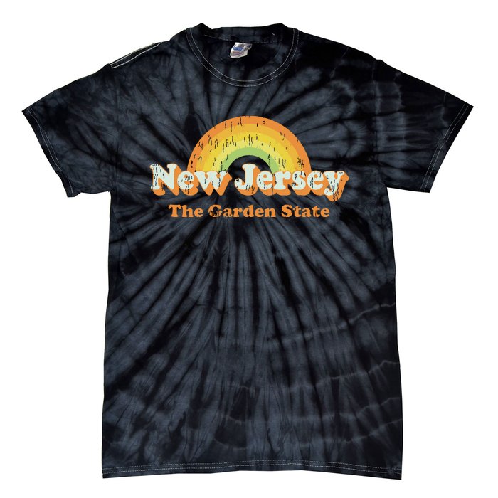 Retro New Jersey T Vintage 70s Nj Rainbow Design Tie-Dye T-Shirt