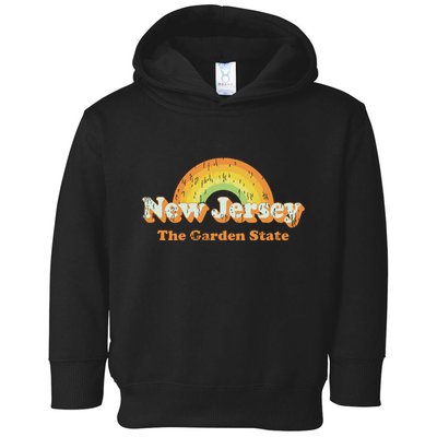 Retro New Jersey T Vintage 70s Nj Rainbow Design Toddler Hoodie