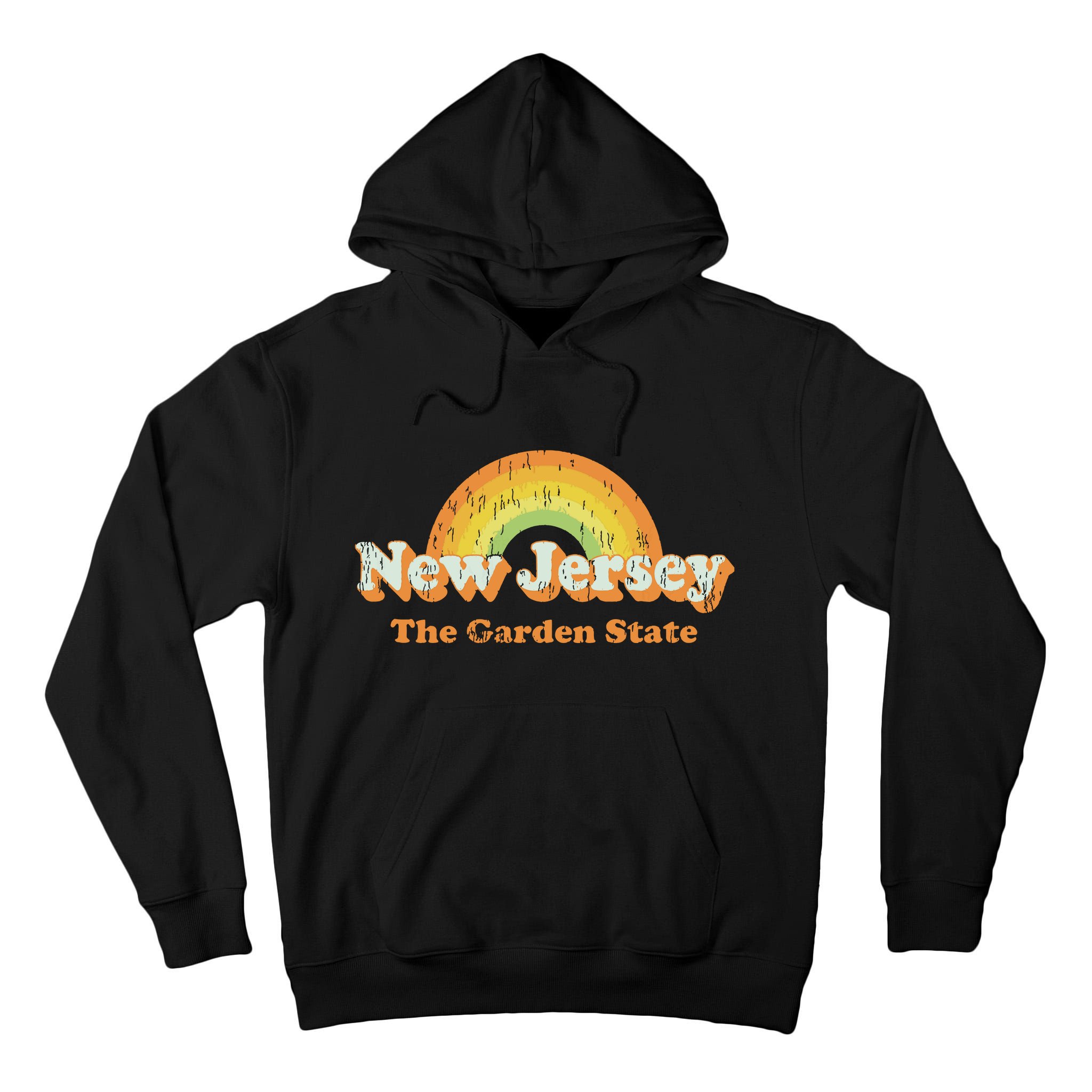 Retro New Jersey T Vintage 70s Nj Rainbow Design Tall Hoodie