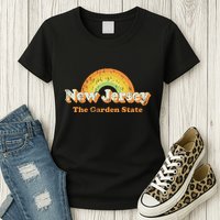 Retro New Jersey T Vintage 70s Nj Rainbow Design Womens T-Shirt