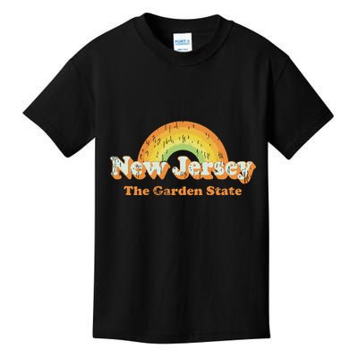 Retro New Jersey T Vintage 70s Nj Rainbow Design Kids T-Shirt