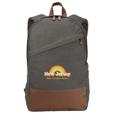 Retro New Jersey T Vintage 70s Nj Rainbow Design Cotton Canvas Backpack