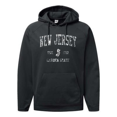 Retro New Jersey Nj T Vintage Sports Performance Fleece Hoodie