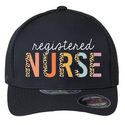 RN Nurse Leopard Print Registered Nurse Nursing School Women Flexfit Unipanel Trucker Cap