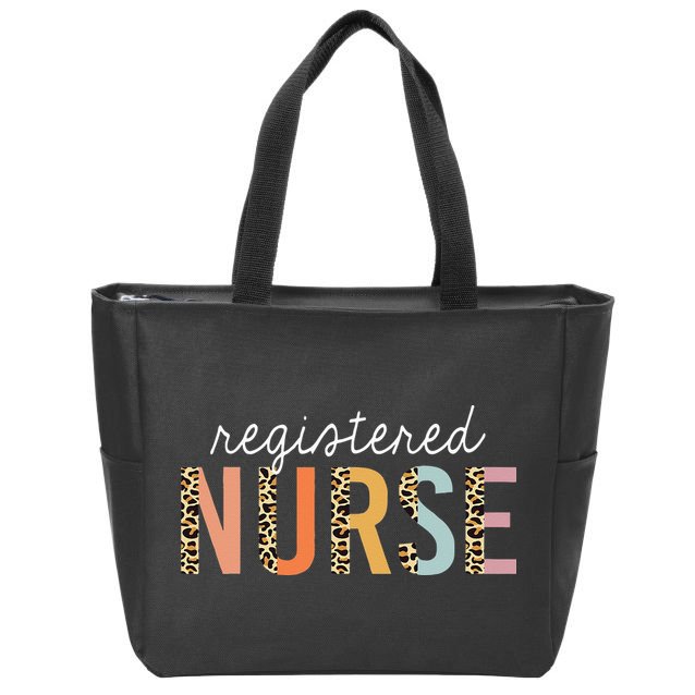 RN Nurse Leopard Print Registered Nurse Nursing School Women Zip Tote Bag