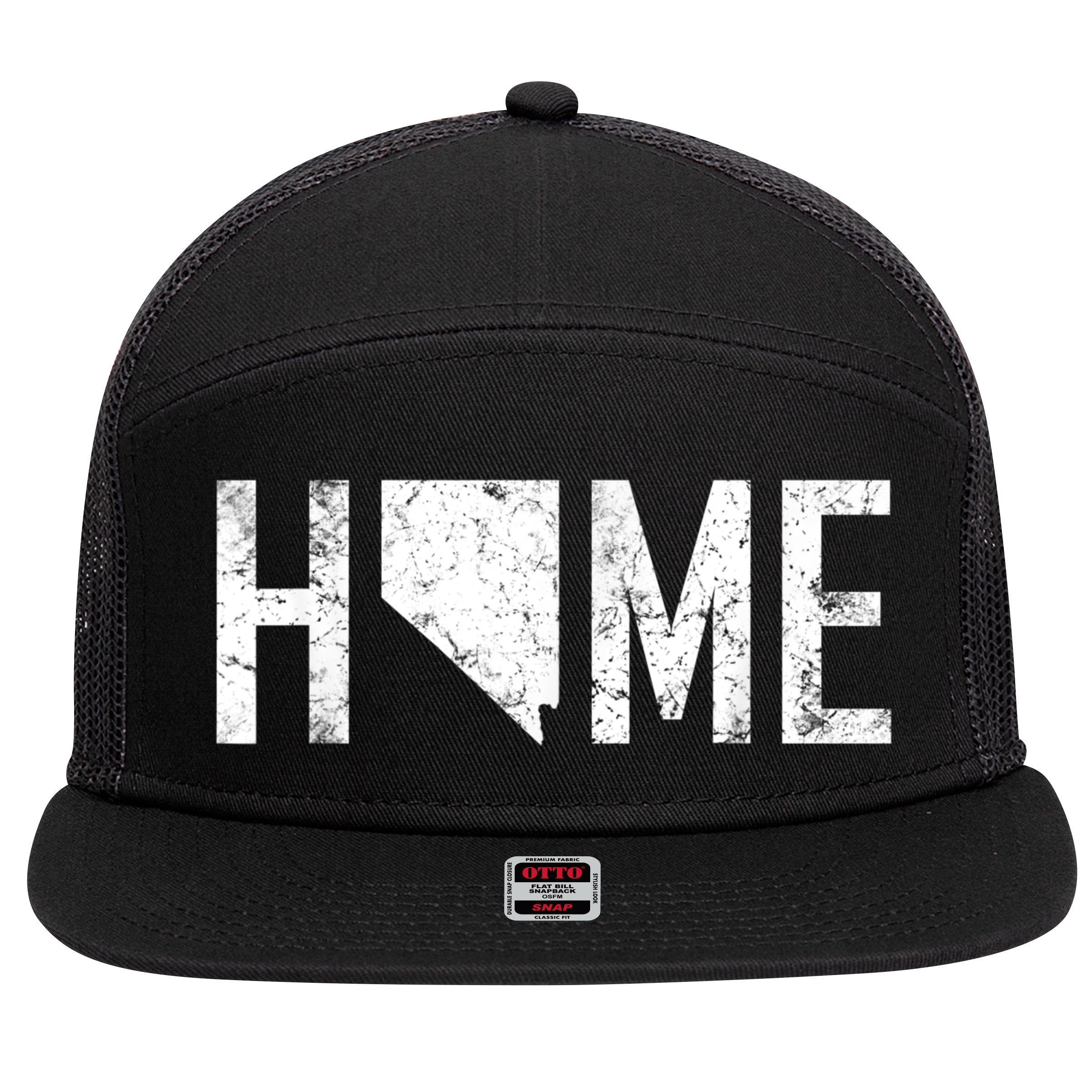 Retro Nevada Las Vegas Is Home 7 Panel Mesh Trucker Snapback Hat
