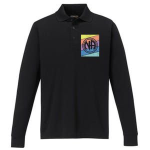 Retro Na Logo Distressed Narcotics Anonymous Na Aa Funny Gift Great Gift Performance Long Sleeve Polo