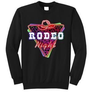 Rodeo Night Leopard Neon Cowboy Hat Tall Sweatshirt