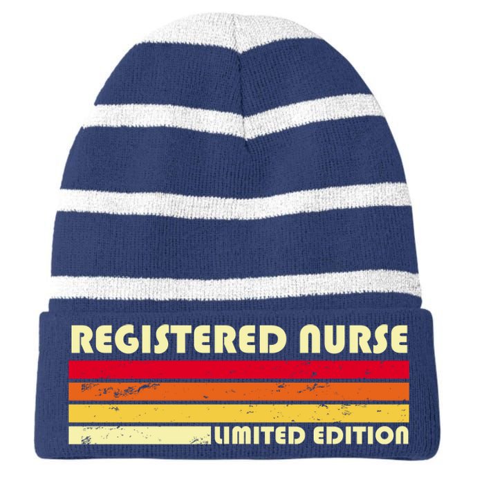 Registered Nurse Limited Edition Striped Beanie with Solid Band