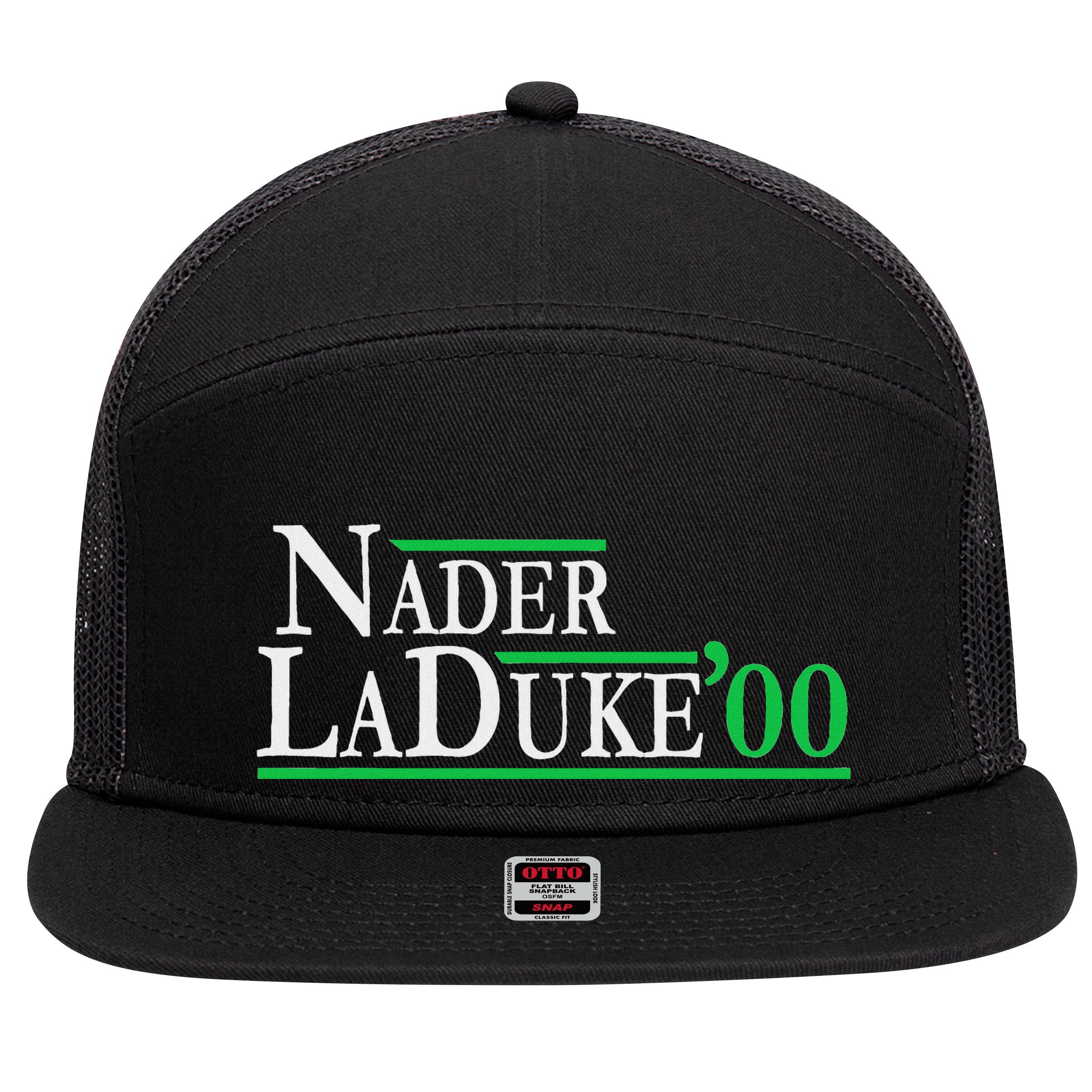 Ralph Nader Laduke Green Party 2000 Election 7 Panel Mesh Trucker Snapback Hat