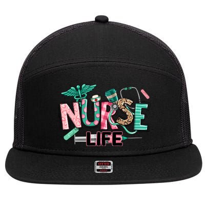 Retro Nurse Life Medical School 7 Panel Mesh Trucker Snapback Hat