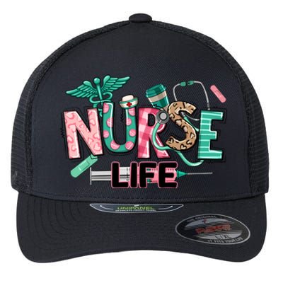 Retro Nurse Life Medical School Flexfit Unipanel Trucker Cap