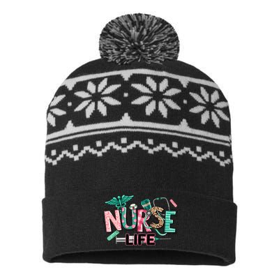 Retro Nurse Life Medical School USA-Made Snowflake Beanie