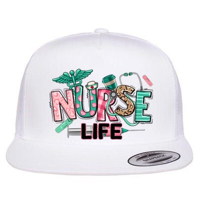 Retro Nurse Life Medical School Flat Bill Trucker Hat