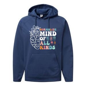 Retro Normalize Mind Of All Kinds Autism Awareness Gift Performance Fleece Hoodie