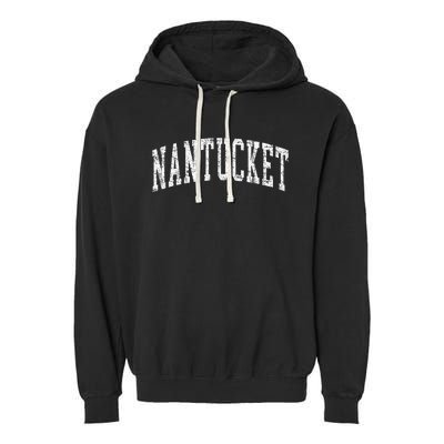 Retro Nantucket Massachusetts Beach Vacation Souvenir Garment-Dyed Fleece Hoodie