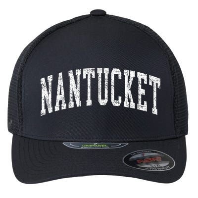 Retro Nantucket Massachusetts Beach Vacation Souvenir Flexfit Unipanel Trucker Cap