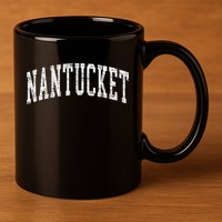 Retro Nantucket Massachusetts Beach Vacation Souvenir 11oz C Handle Ceramic Mug