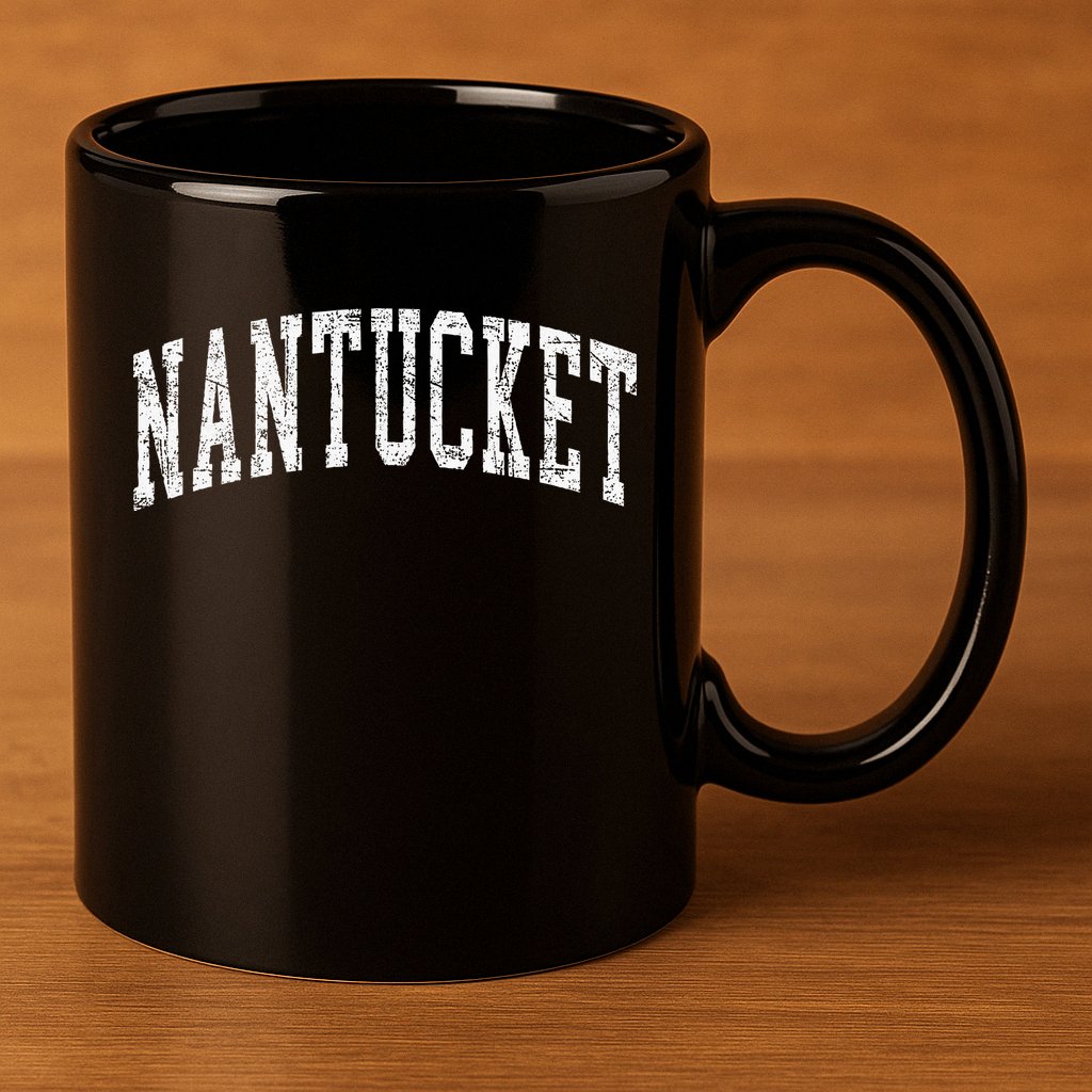 Retro Nantucket Massachusetts Beach Vacation Souvenir 11oz C Handle Ceramic Mug