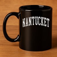 Retro Nantucket Massachusetts Beach Vacation Souvenir 11oz C Handle Ceramic Mug