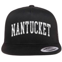 Retro Nantucket Massachusetts Beach Vacation Souvenir Flat Bill Trucker Hat
