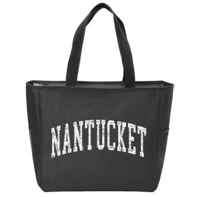 Retro Nantucket Massachusetts Beach Vacation Souvenir Zip Tote Bag