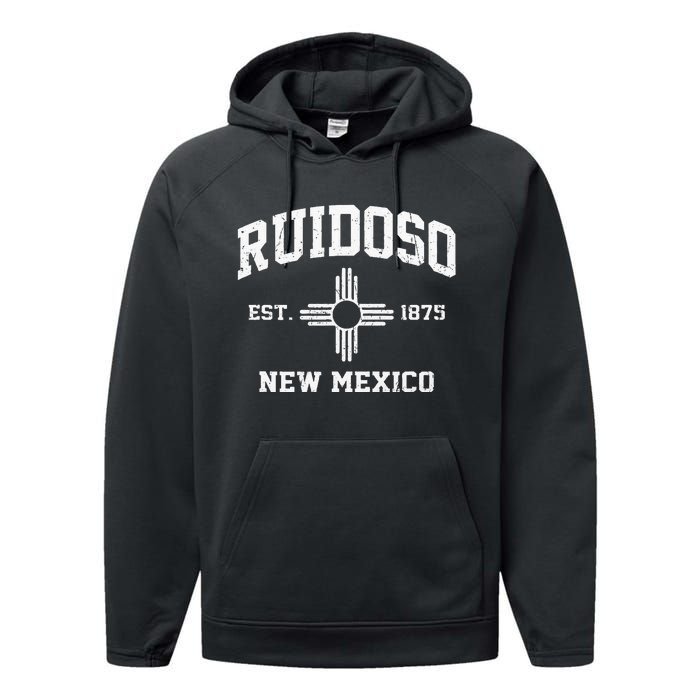 Ruidoso New Mexico NM Vintage State Athletic Style Performance Fleece Hoodie