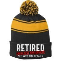 Retirement Not My Problem Anymore Stripe Pom Pom Beanie