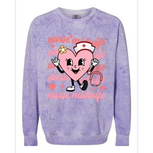 Retro Nurse Midwife Cute Valentines Day Hearts Stethoscope Gift Colorblast Crewneck Sweatshirt