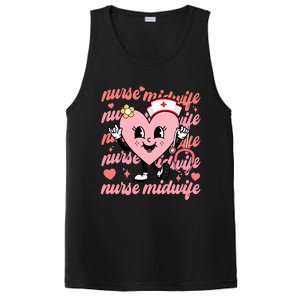 Retro Nurse Midwife Cute Valentines Day Hearts Stethoscope Gift PosiCharge Competitor Tank