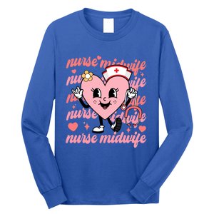 Retro Nurse Midwife Cute Valentines Day Hearts Stethoscope Gift Long Sleeve Shirt