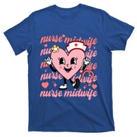 Retro Nurse Midwife Cute Valentines Day Hearts Stethoscope Gift T-Shirt