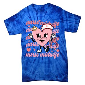 Retro Nurse Midwife Cute Valentines Day Hearts Stethoscope Gift Tie-Dye T-Shirt