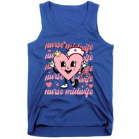 Retro Nurse Midwife Cute Valentines Day Hearts Stethoscope Gift Tank Top