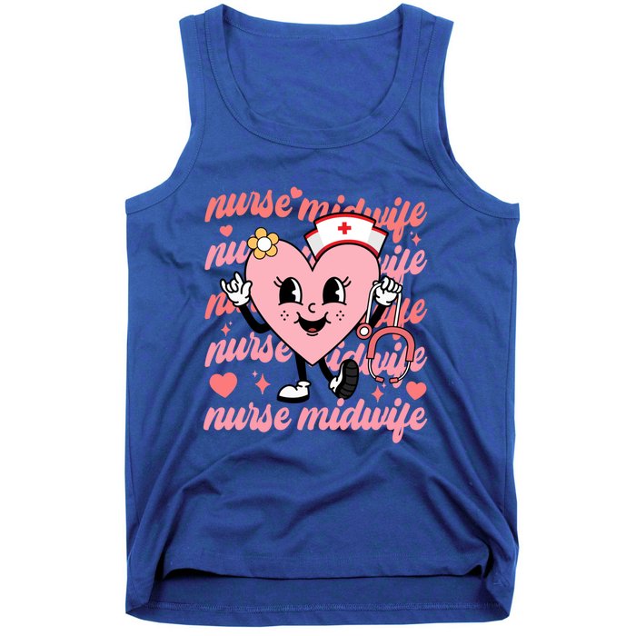 Retro Nurse Midwife Cute Valentines Day Hearts Stethoscope Gift Tank Top