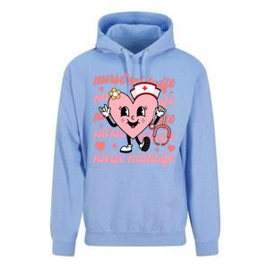 Retro Nurse Midwife Cute Valentines Day Hearts Stethoscope Gift Unisex Surf Hoodie