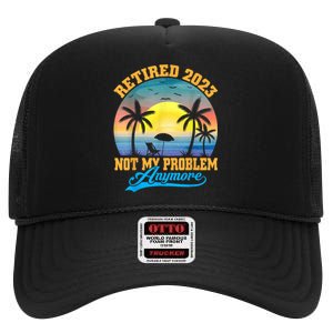 Retired  Not My Problem Anymore Retro Retirement Teacher High Crown Mesh Back Trucker Hat