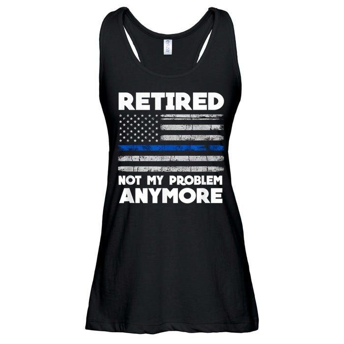 Retired Not My Problem Anymore, Police Thin Blue Line Flag Ladies Essential Flowy Tank