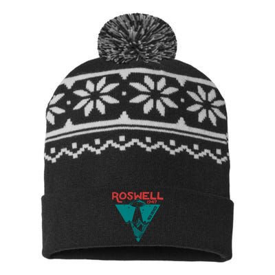 Roswell New Mexico 1947 Ufo Beam Flying Saucer Abduction USA-Made Snowflake Beanie