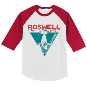 Roswell New Mexico 1947 Ufo Beam Flying Saucer Abduction Kids Colorblock Raglan Jersey