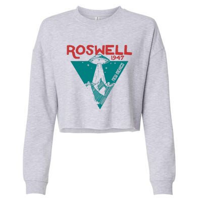 Roswell New Mexico 1947 Ufo Beam Flying Saucer Abduction Cropped Pullover Crew