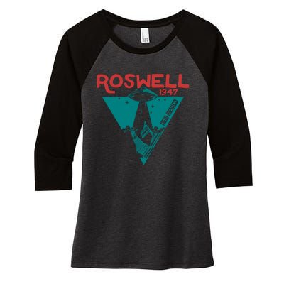 Roswell New Mexico 1947 Ufo Beam Flying Saucer Abduction Women's Tri-Blend 3/4-Sleeve Raglan Shirt