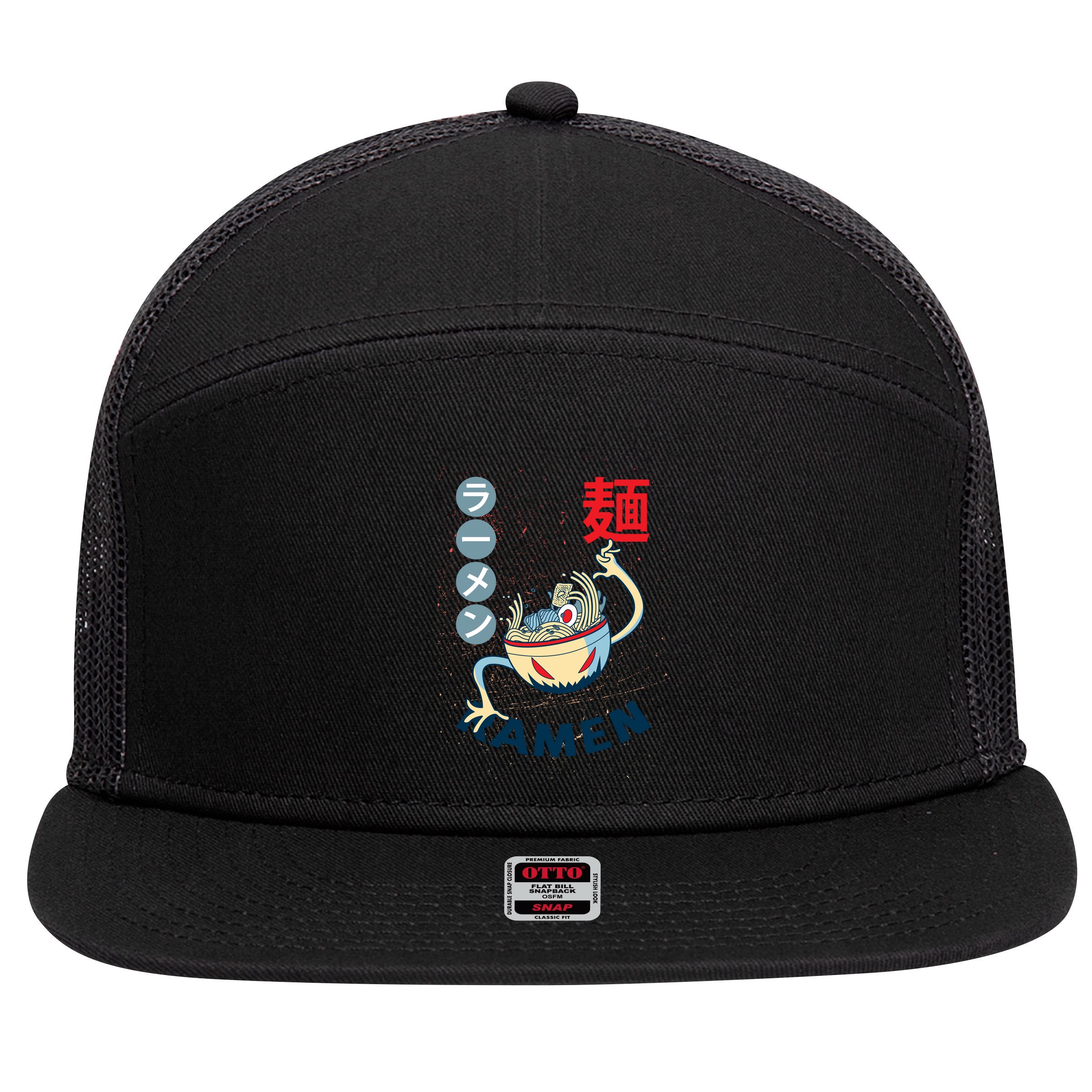 Ramen Noodles Monster Bowl 7 Panel Mesh Trucker Snapback Hat
