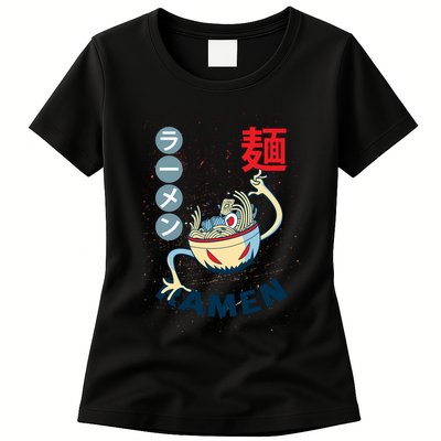 Ramen Noodles Monster Bowl Womens T-Shirt