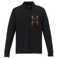 Retro Nunchucks Martial Arts  Performance Long Sleeve Polo