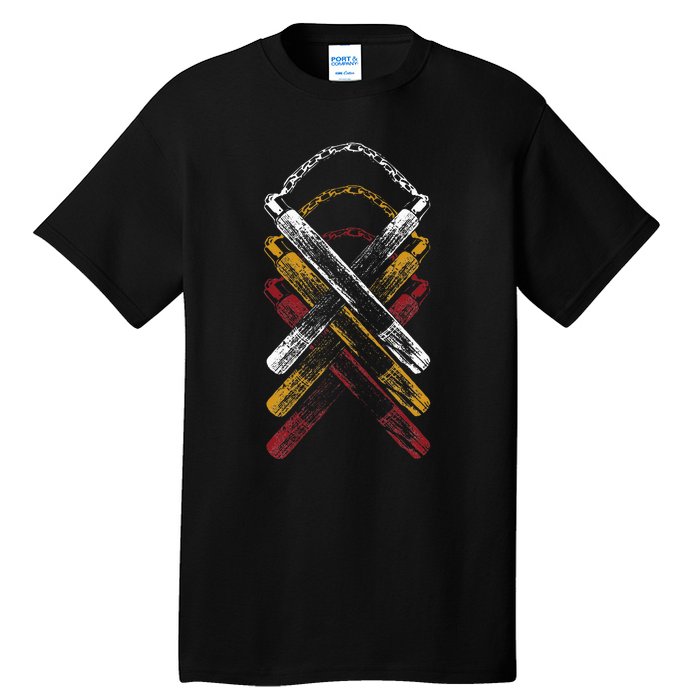 Retro Nunchucks Martial Arts  Tall T-Shirt